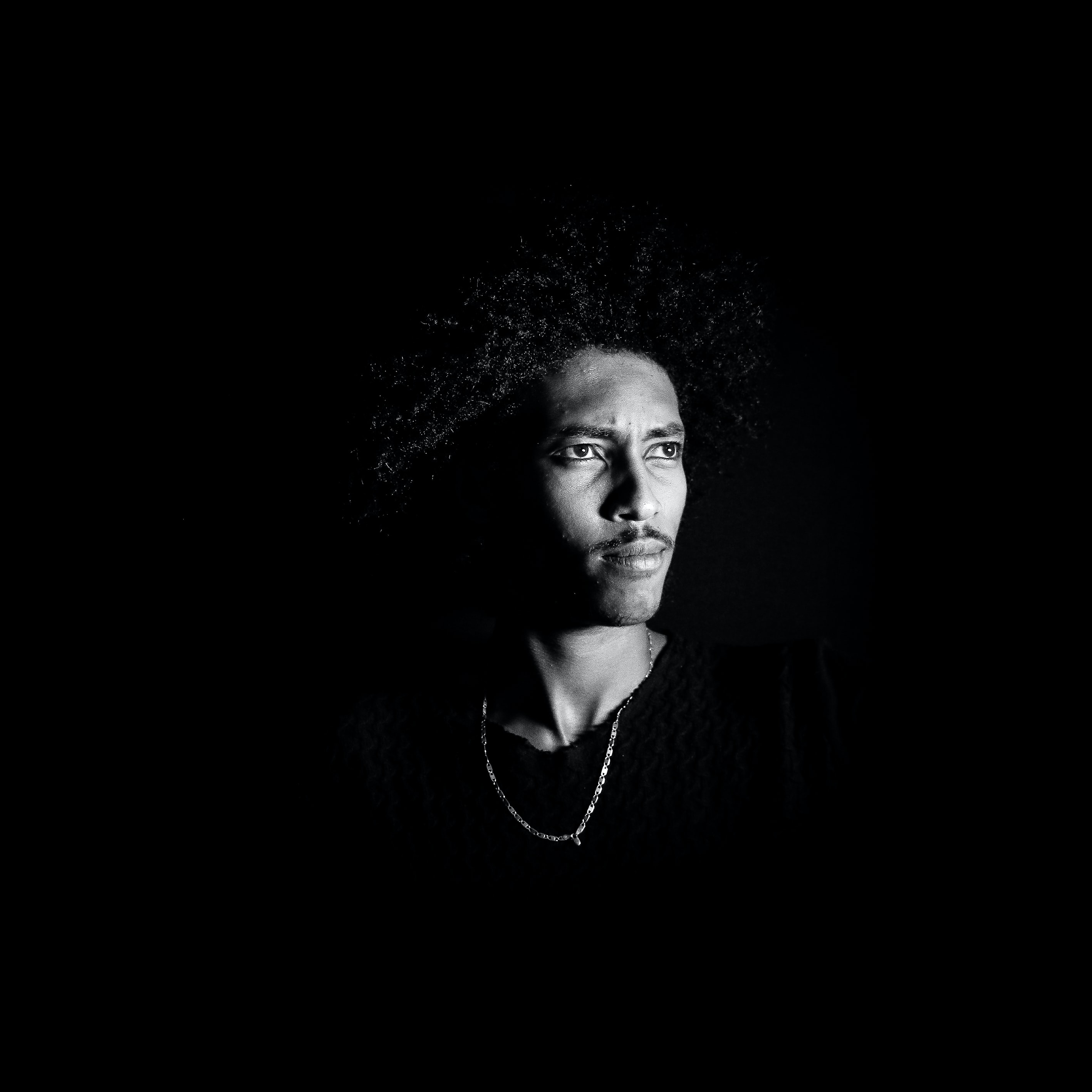 picture, man's portrait in black and white