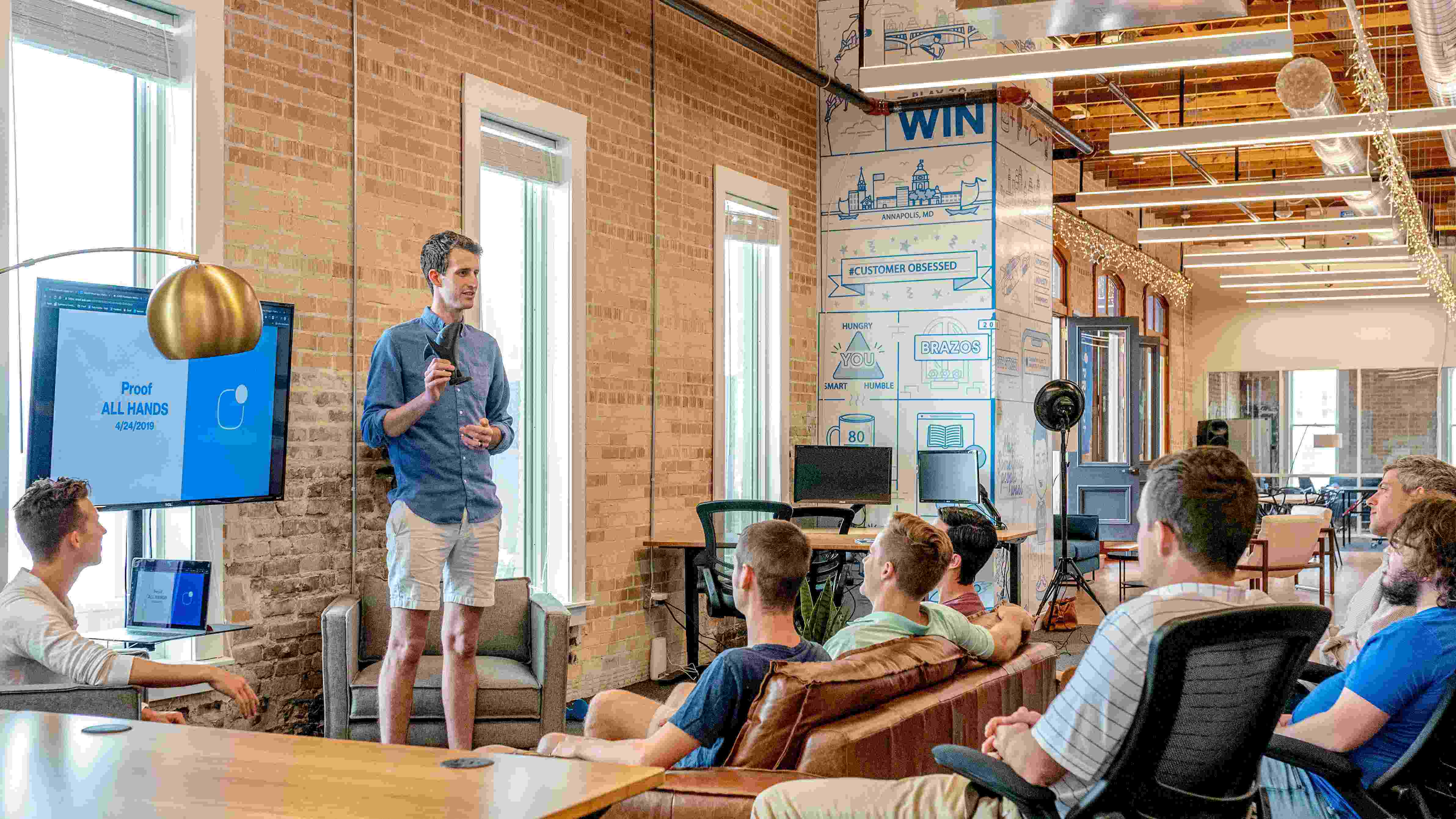 picture, man doing a product pitch in front of an audience